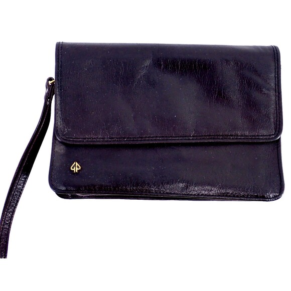 Gebr Picard Women's Black Leather Envelope Vintage Clutch Handbag Purse 6" x 9" - Picture 3 of 11